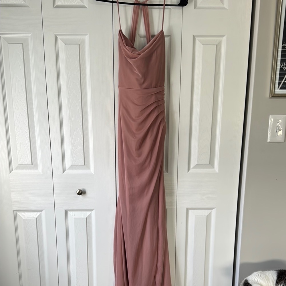 Elegant Pink Halter Maxi Dress